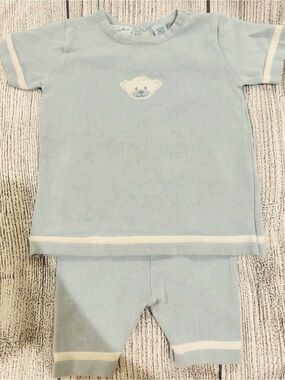 Kids Light Blue Bear Knit Matching Set